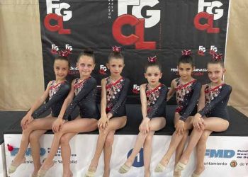 Componentes del conjunto benjamín Promesas, formado por Lucía Navas (Ayllón), Ángela Lesma  (Riaza), Noa Cabrero (Sepúlveda), Paola Vallejo (La Granja) y Daniella Bravo (San Rafael).